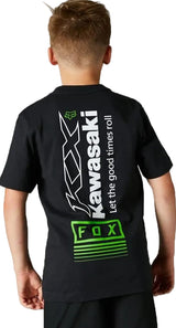 Fox YOUTH KAWI Short Sleeve TEE Black BACK FACING MODEL