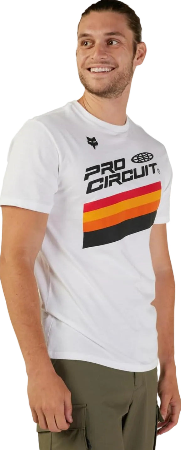 Fox PRO CIRCUIT Short Sleeve PREM TEE Optic White SIDE-FRONT FACING MODEL