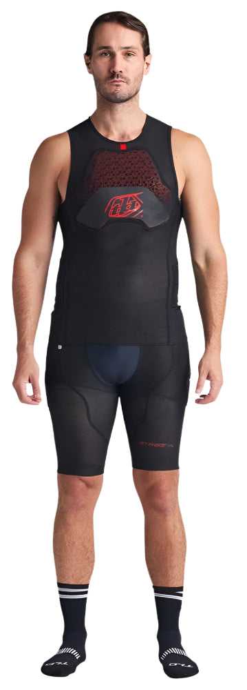 Troy Lee Designs STAGE GHOST D30 VEST BASELAYER BLACK FRONT FACING MODEL