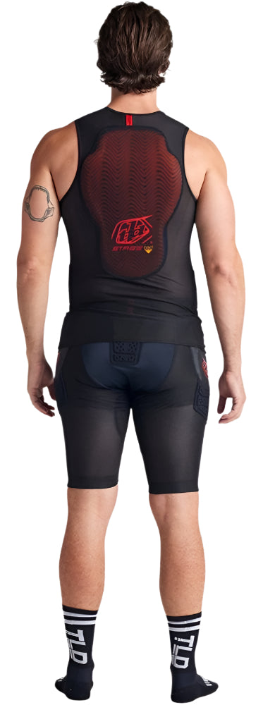 Troy Lee Designs STAGE GHOST D30 SHORT BASELAYER BLACK BACK FACING MODEL