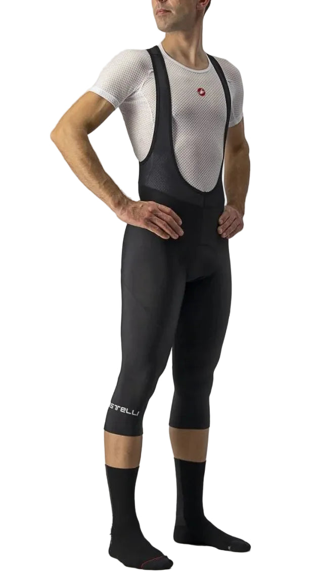 CASTELLI ENTRATA THERMAL BIBKNICKER BLACK SIDE FRONT FACING MODEL