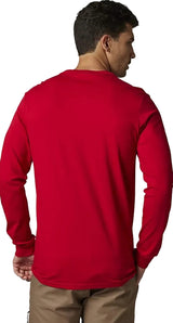 Fox PINNACLE Long Sleeve PREMIUM TEE Flame Red BACK FACING MODEL