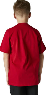 Fox YOUTH PINNACLE Short Sleeve TEE Flame Red BACK FACING MODEL
