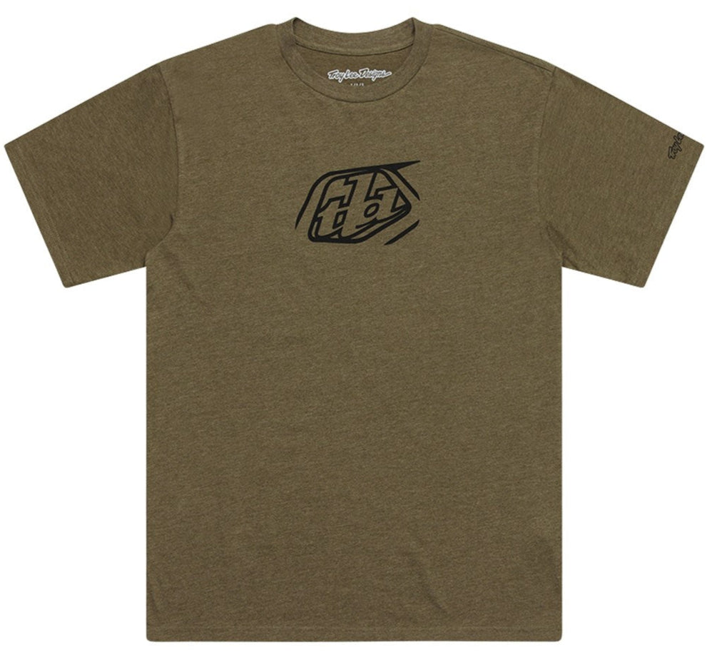 Troy Lee Designs SHORT SLEEVE TEE BADGE OLIVE HEATHER FRONT