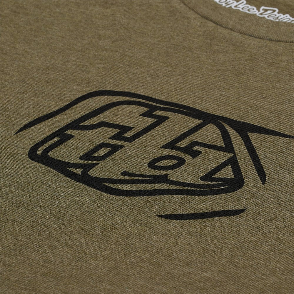 Troy Lee Designs SHORT SLEEVE TEE BADGE OLIVE HEATHER FRONT PRINT