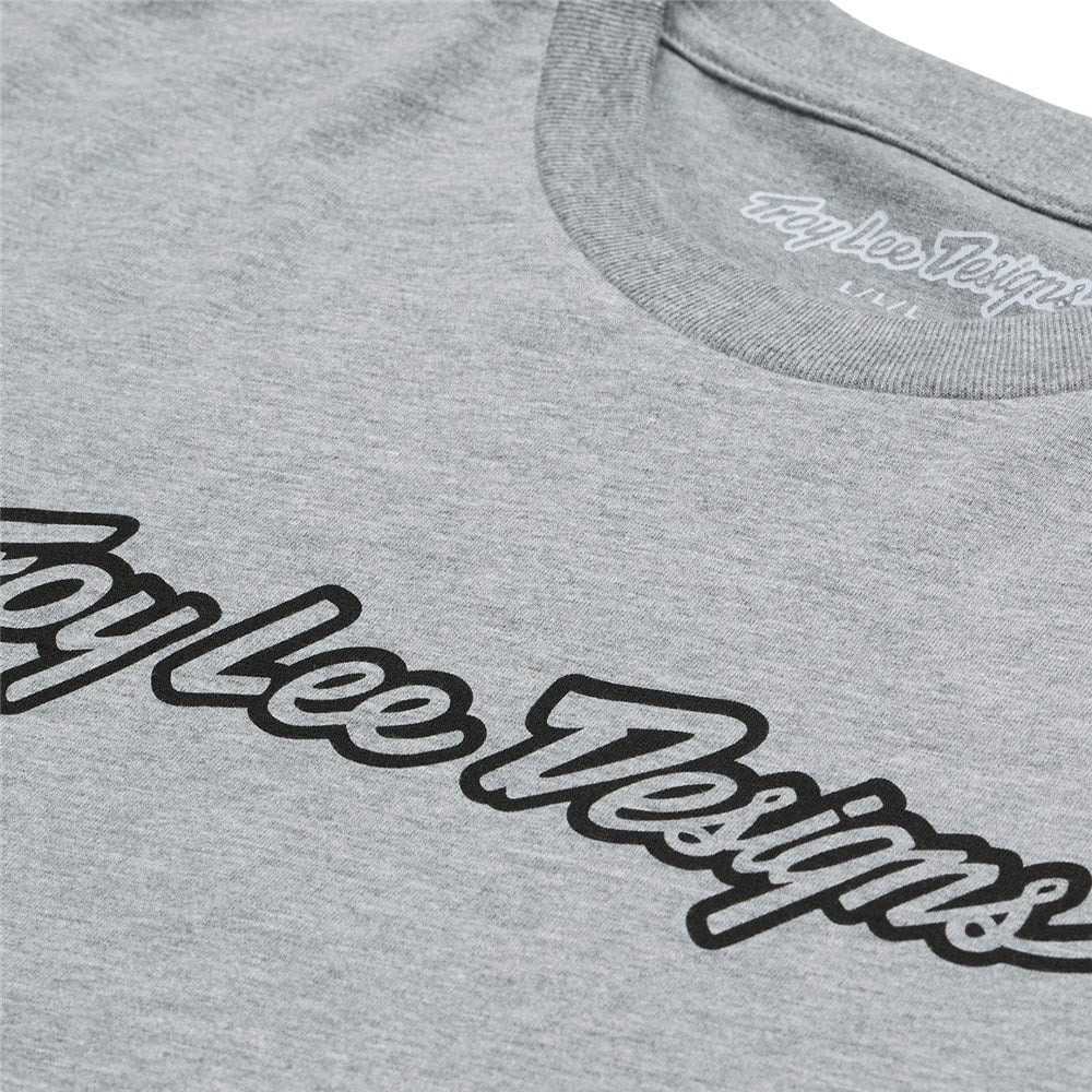 Troy Lee Designs SHORT SLEEVE TEE SIGNATURE GRAY HEATHER FRONT DETAILS
