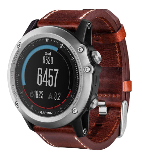 Garmin Fenix 3 Multisport GPS/GLONASS Watch with Premium Leather Band and Sapphire Dome