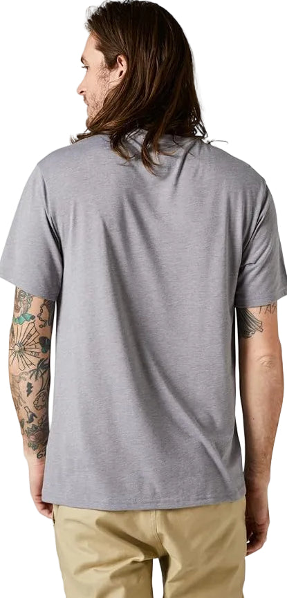 Fox RWT FLAG Short Sleeve TECH TEE Heather Graphite BACK FACING MODEL
