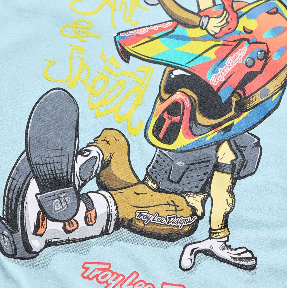 Troy Lee Designs Youth Short Sleeve Tee Heritage Dawn Blue DETAILS