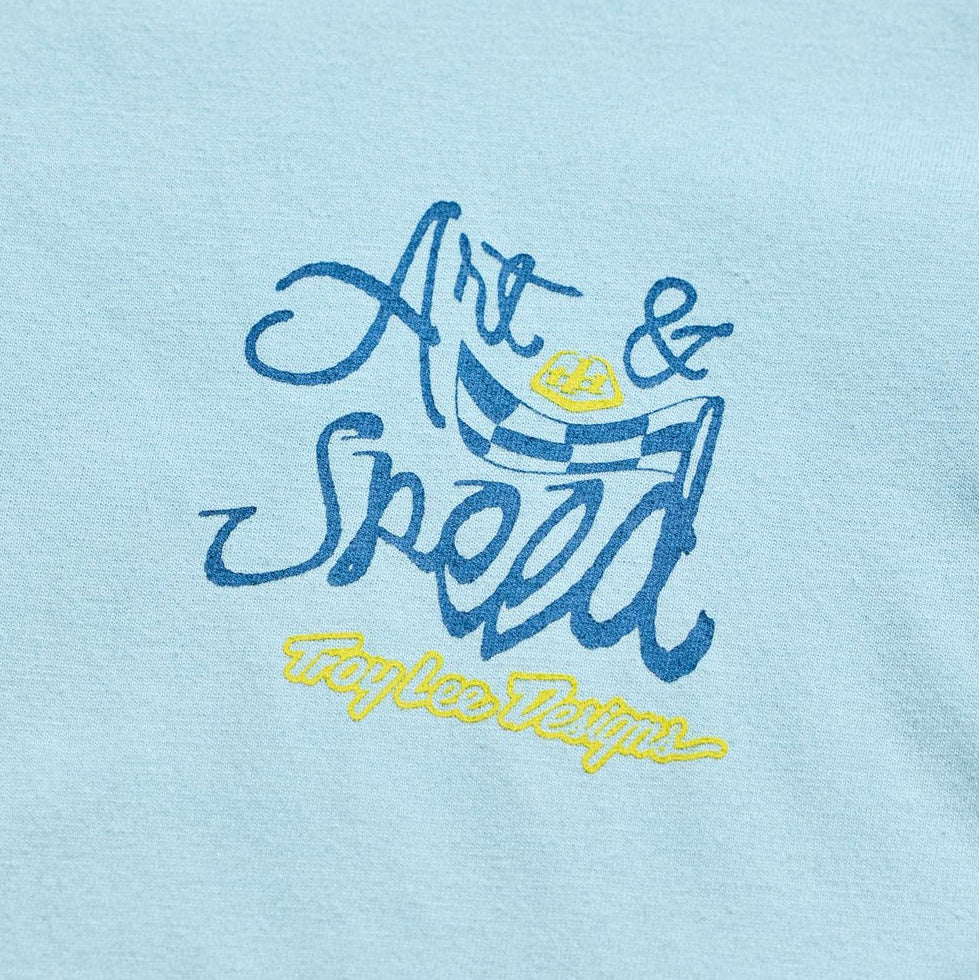 Troy Lee Designs Youth Short Sleeve Tee Heritage Dawn Blue DETAILS