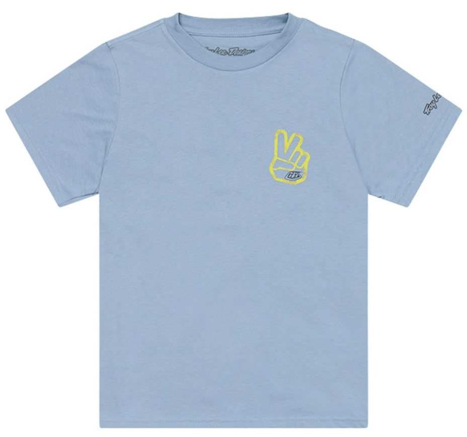 Troy Lee Designs YOUTH SHORT SLEEVE TEE PEACE OUT SMOKE BLUE FRONT