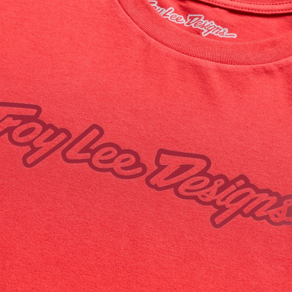 Troy Lee Designs Youth Short Sleeve Tee Signature Scarlet DETAILS