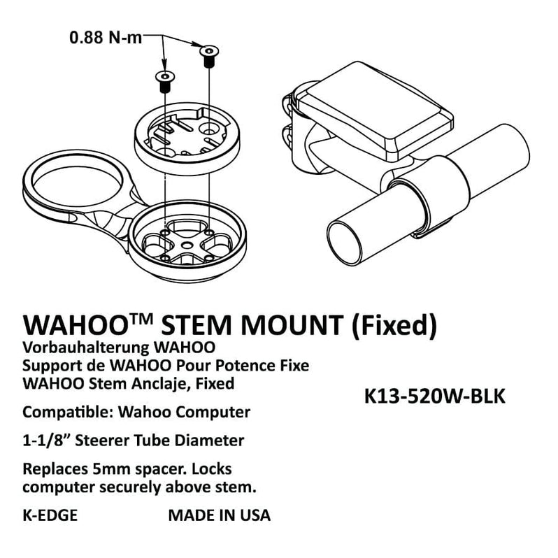 K-Edge Stem Mount For Wahoo - Fixed