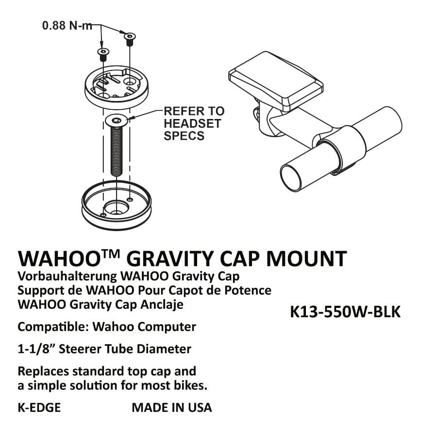 K-Edge Gravity Top Cap Mount For Wahoo