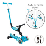 Globber Go Up Active Lights 360 - Aqua/Soft Cyan