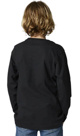 Fox YOUTH FGMNT Long Sleeve TEE Black BACK FACING MODEL