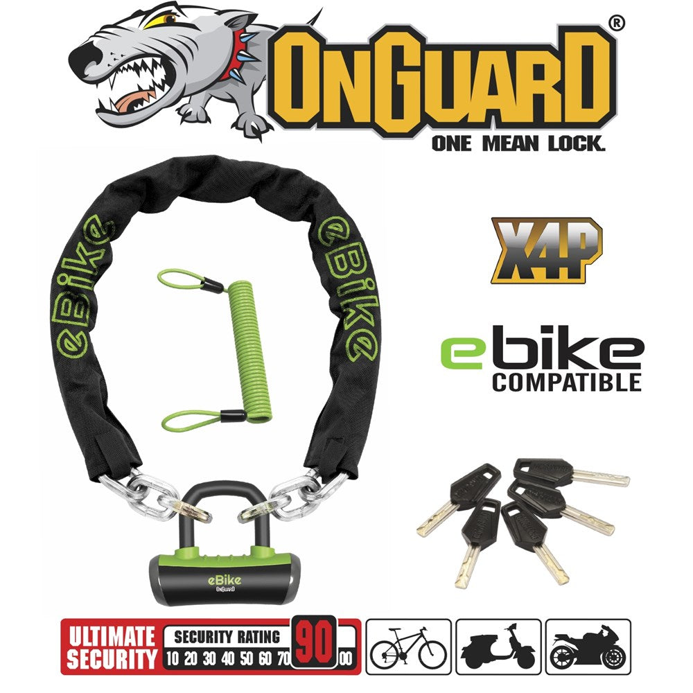 OnGuard Mastiff E-Bike 110cm x 12mm Chain Key Lock