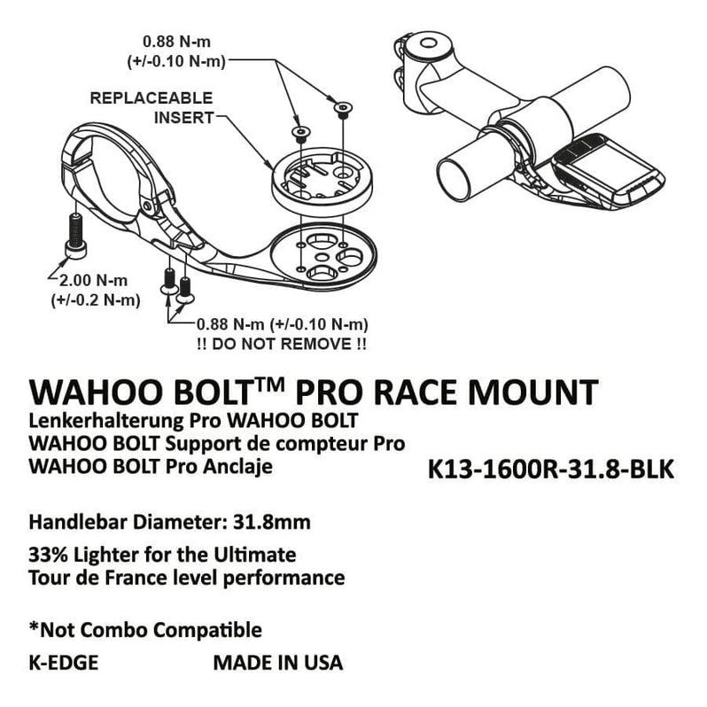 K-EDGE Aero Race Mount for Wahoo ELEMNT BOLT 2.0