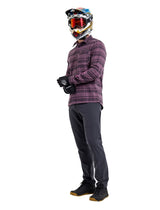 Troy Lee Designs 25.2 Grind Flannel Plaid Shirt Deep Purple SIDE-FRONT FACING MODEL