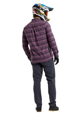 Troy Lee Designs 25.2 Grind Flannel Plaid Shirt Deep Purple BACK FACING MODEL