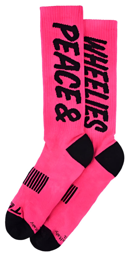Troy Lee Designs MENS PERFORMANCE SOCKS PEACE & WHEELIES FUSCIA 