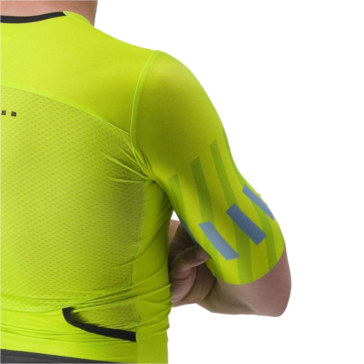 CASTELLI FREE SANREMO 2 SUIT SHORT SLEEVE ELECTRIC LIME/NIAGARA BLUE SLEEVE