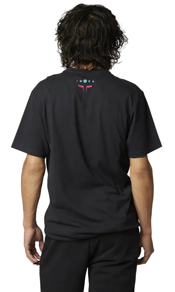 Fox NUKLR Short Sleeve PREMIUM TEE Black BACK FACING MODEL
