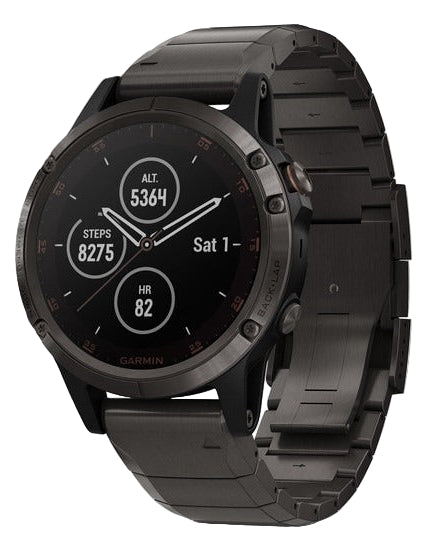 Garmin Fenix 5 Plus Sapphire Carbon Gray DLC Titanium Watch w/ Titanium Band