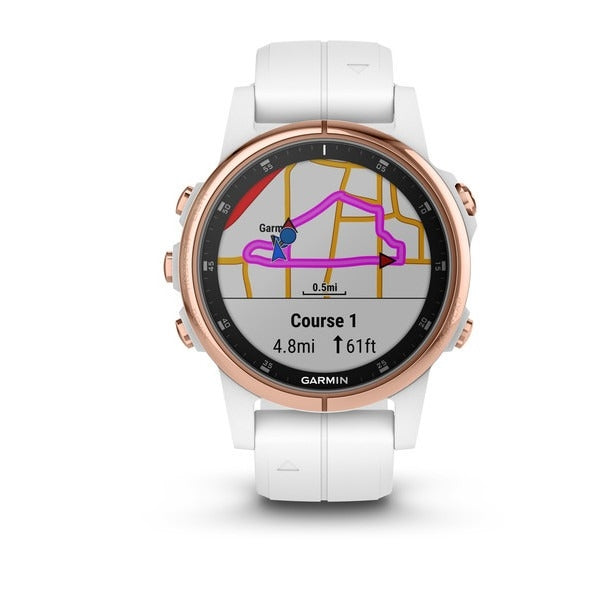 Garmin Fenix 5S Plus Multisport GPS/HRM Sapphire Premium Watch - Rose Gold/White