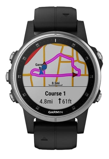 Garmin Fenix 5S Plus Multisport GPS HRM Sapphire Watch - Silver/Black