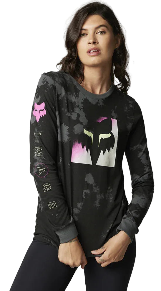 Fox DETONATE Long Sleeve TEE Black FRONT FACING MODEL