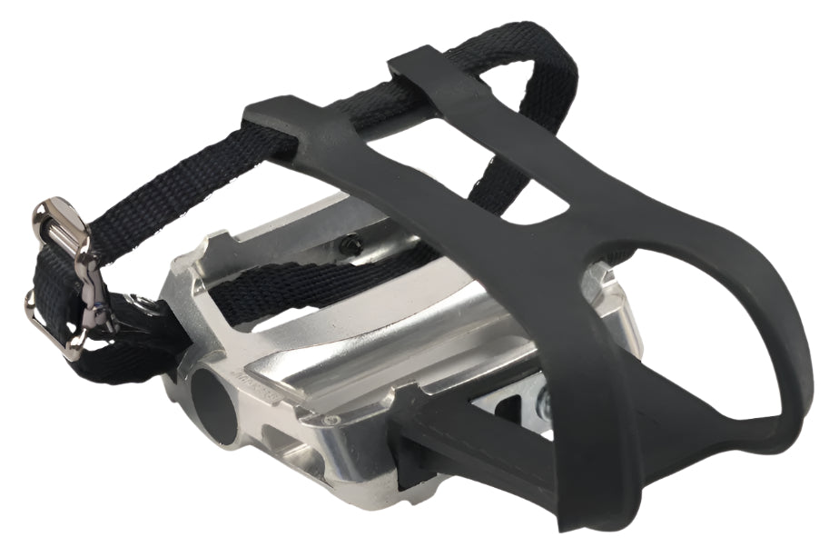 Azur Rapid Plus Pedal with Toeclip and Strap Silver 9/16"