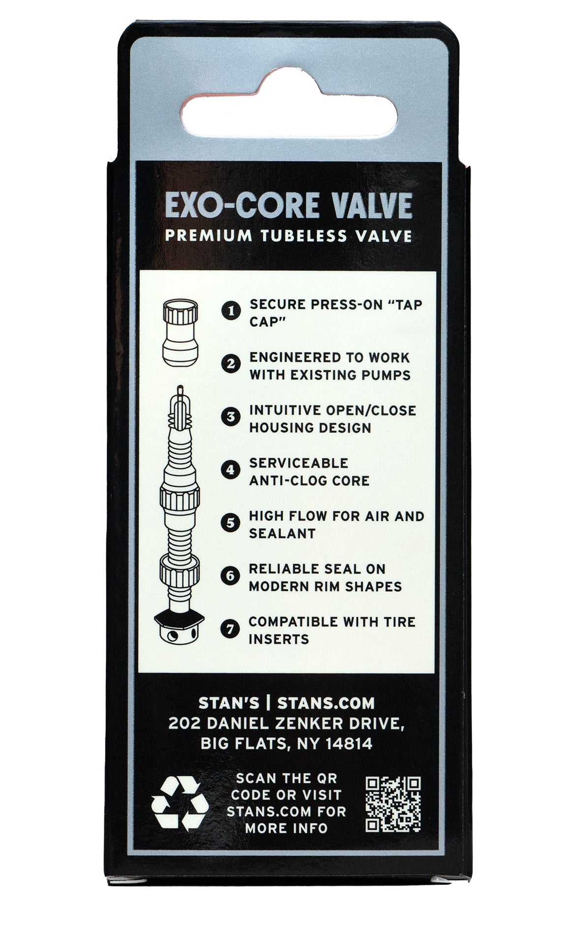 Stans No Tubes Exo-Core Tubeless Valve Pair Regular Black