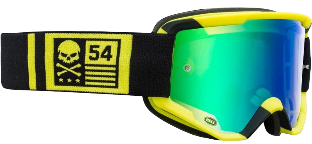 Bell Descender Goggles Matt Hi-Viz/Black XBones Green/Mirror - Clearance