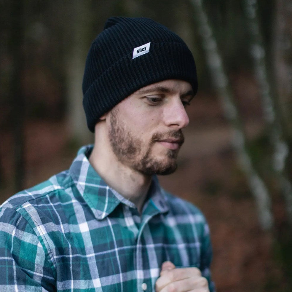Slicy Fisherman Beanie Black Hat