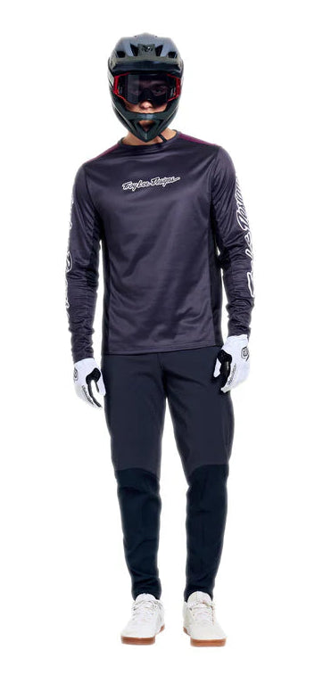 Troy Lee Designs Stage Long Sleeve Jersey Signature Carbon FRONT FACING MODEL 