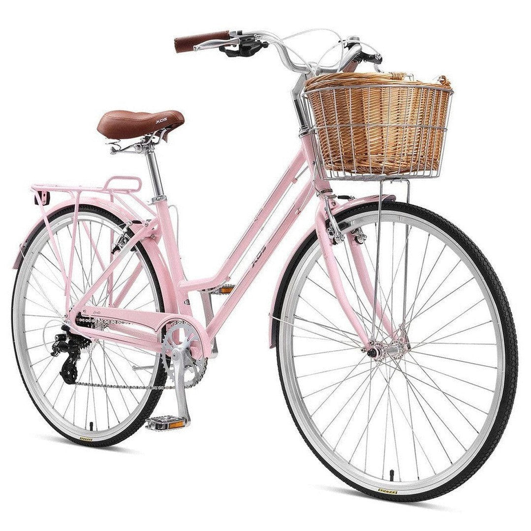 pink retro bicycle womens Ladies Classic 7-Speed Vintage Bike Reid Bikes FICISOG Stylish Ladies Bike Pink 26 Inch