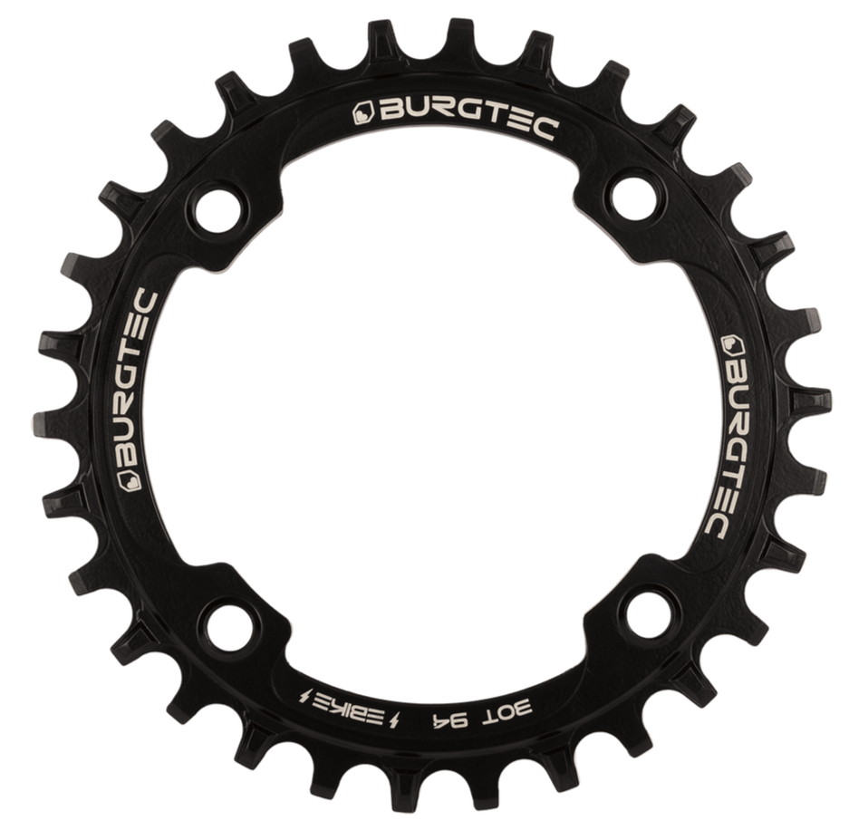 Burgtec 94mm BCD E-Bike Steel Thick Thin Chainring - 30T - Burgtec Black (Includes 8mm x 0.75mm x 8mm Long bolts)