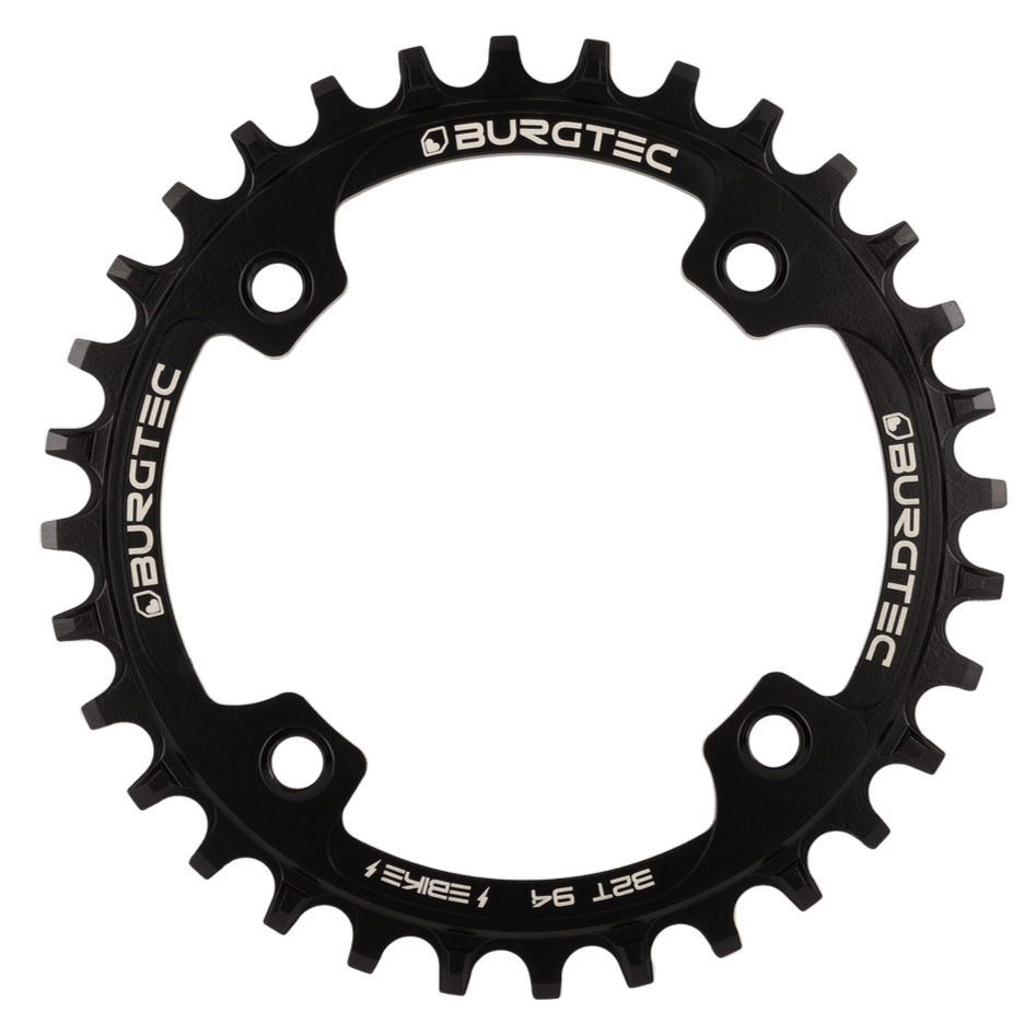 Burgtec 94mm BCD E-Bike Steel Thick Thin Chainring - 32T - Burgtec Black (Includes 8mm x 0.75mm x 8mm Long bolts)
