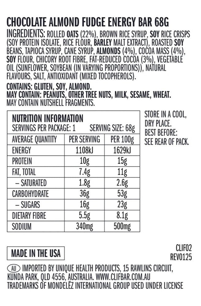CLIF Energy Bar - Chocolate Almond Fudge