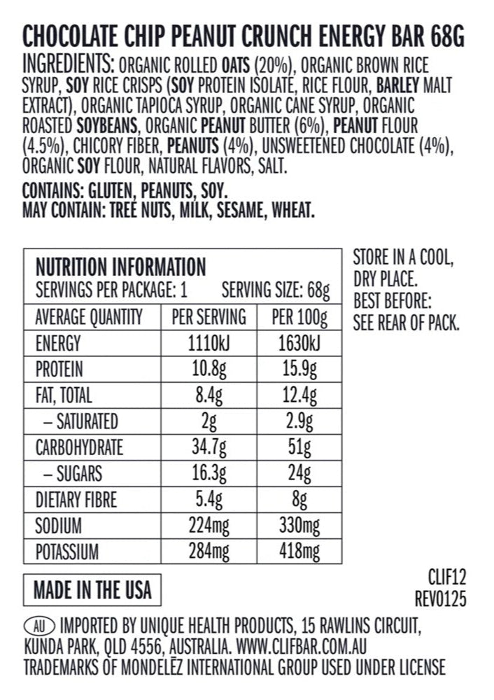 CLIF Energy Bar - Chocolate Chip Peanut Crunch