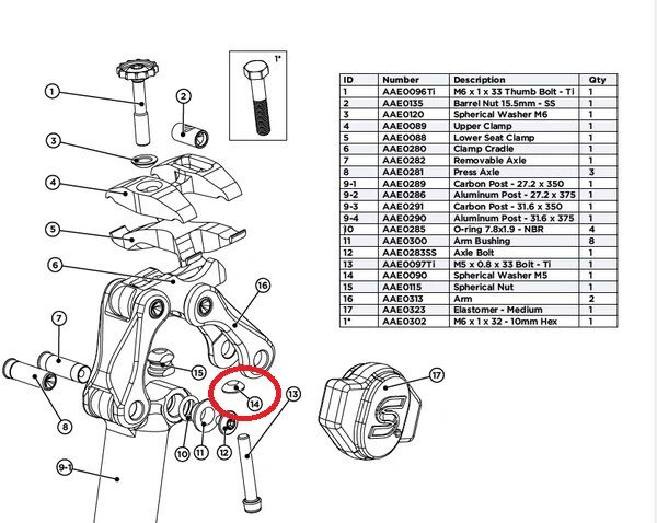 Cane Creek eeSilk Post Spherical Washer M5 Rear (AAE0090)