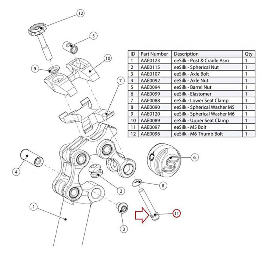 Cane Creek eeSilk Seatpost Clamp Screw Rear 4mm Hex (AAE0097)