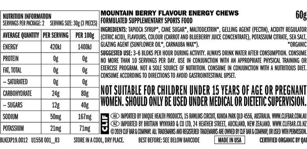 CLIF Bloks Energy Chews Mountain Berry