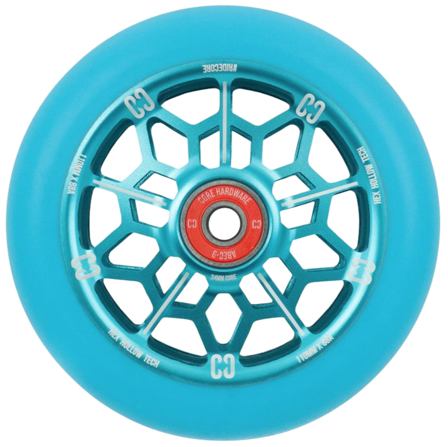 Core Hex Hollow 110mm Stunt Scooter Wheel - Mint/Blue (Single)