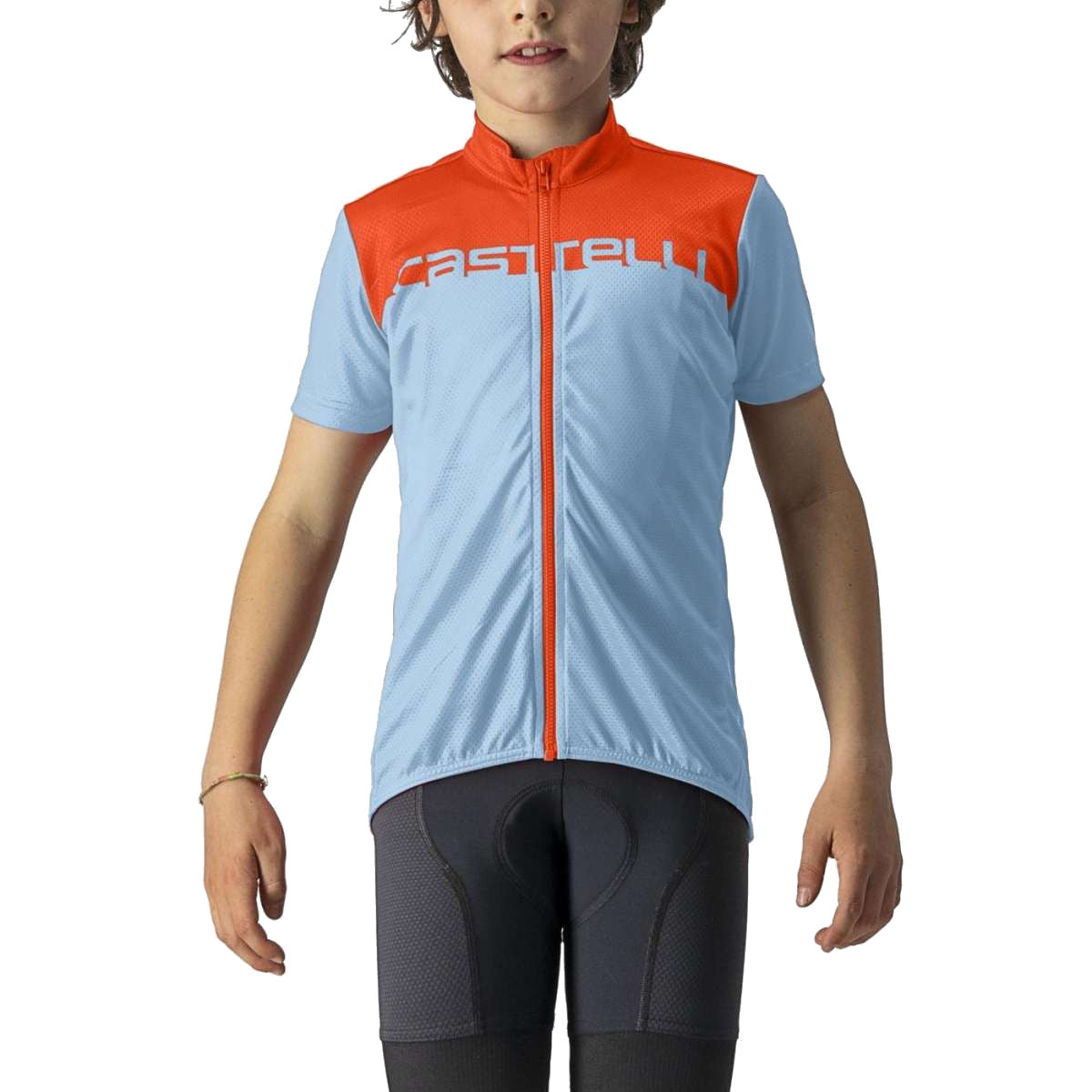 Castelli Neo Prologo Kids Jersey Baby Blue-Lava (Size 12A)