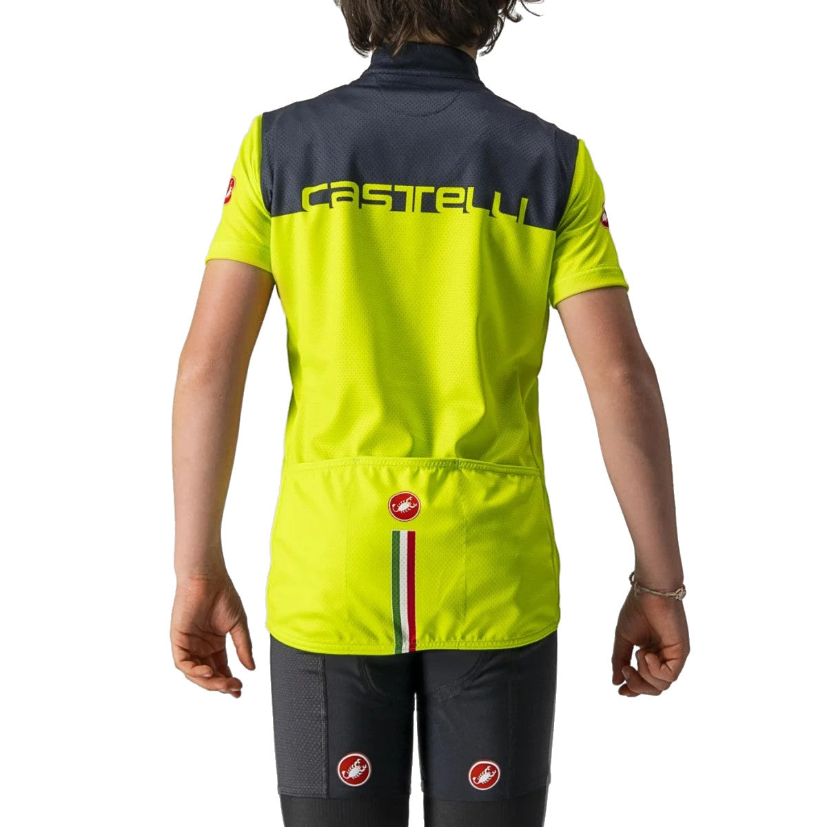 Castelli Neo Prologo Kids Jersey Electric Lime-Blue (Size 10A)