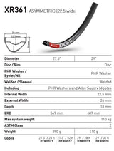 DT Swiss Rim XR361 29 Asym 32H (22.5 wide)