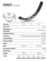 DT Swiss Rim HX531 27.5 (30 wide) 28h