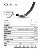 DT Swiss Rim HX531 29 (30 wide) 36h